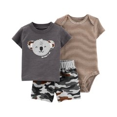 Set 3 Piezas - Body Mangas Cortas, Remera y Pantalón "Koala"