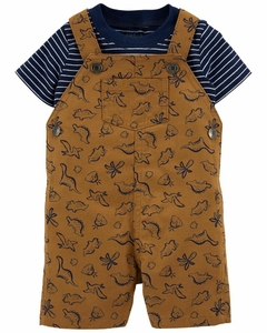 Set 2 Piezas - Jardinero y Remera Mangas Cortas "Dino"