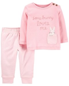 Set 2 Piezas - Remera Mangas Largas y Pantalón "Conejito"