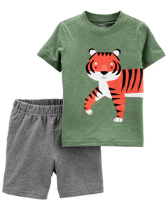 Set 2 Piezas - Remera Mangas Cortas y Pantalón "Tigre"