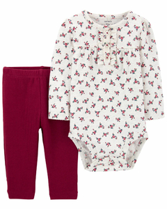 Set 2 Piezas - Body Mangas Largas y Pantalón "Floral"