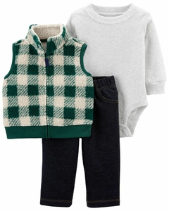 Set 3 Piezas - Chaleco, Body Mangas Largas y Pantalón "Verde"