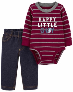 Set 2 Piezas - Body Mangas Largas y Pantalón "Happy Little Guy"