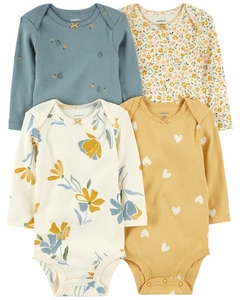 Pack x 4 Bodys Manga Larga "Flores"