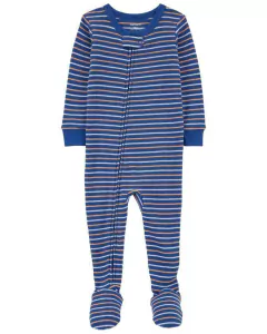 Pijama Algodón Térmico Rayado Azul - 2T a 5T