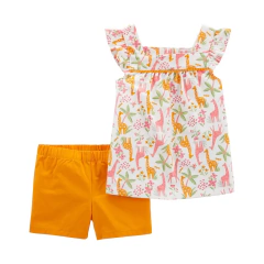 Set 2 Piezas - Remera Sin Manga y Pantalón Corto "Jirafas" - comprar online