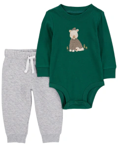 Set 2 Piezas - Body Mangas Largas y Pantalón "Oso"