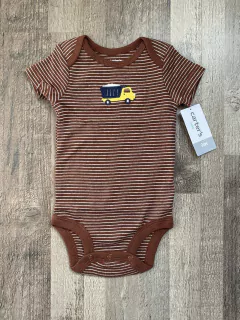 Body Mangas Cortas Rayado Marrón - comprar online