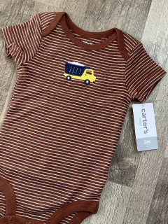 Body Mangas Cortas Rayado Marrón