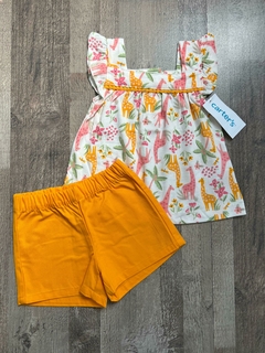 Set 2 Piezas - Remera Sin Manga y Pantalón Corto "Jirafas" - tienda online