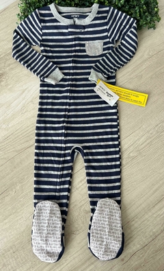 Pijama Algodón Rayado Azul/Gris - Luna Lunita