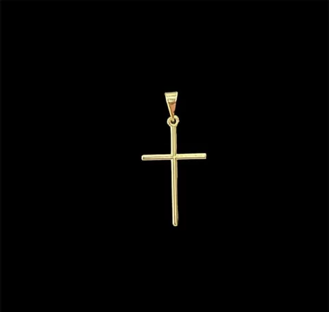 pingente cruz palito (2,5x1,6cm) - Banhado a ouro 18k