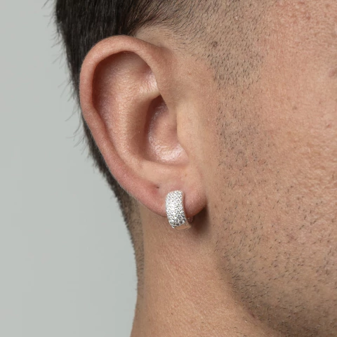 Argola Prata 925 Cravejada 12x6mm - comprar online