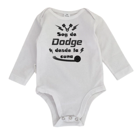 Body Bebe Soy de Dodge desde la cuna Recien Nacido a 3 meses algodón 100% Blanco manga larga