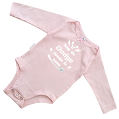 Body Bebe Soy de Dodge desde la cuna Recien Nacido a 3 meses algodón 100% Rosa manga larga