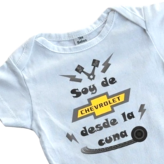 Body Bebe Soy de Chevrolet desde la cuna Recien Nacido a 3 meses algodón 100% Blanco manga corta - comprar online