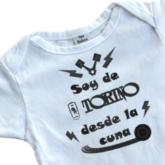 Body Bebe Soy de Torino desde la cuna Recien Nacido a 3 meses algodón 100% Blanco manga corta - TC GARAGE