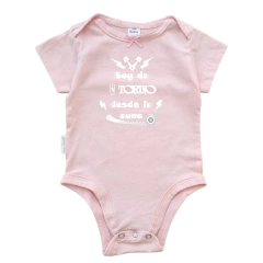 Body Bebe Soy de Torino desde la cuna Recien Nacido a 3 meses algodón 100% Rosa manga corta