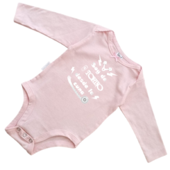 Body Bebe Soy de Torino desde la cuna Recien Nacido a 3 meses algodón 100% Rosa manga larga
