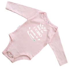Body Bebe Soy de Torino desde la cuna Recien Nacido a 3 meses algodón 100% Rosa manga larga