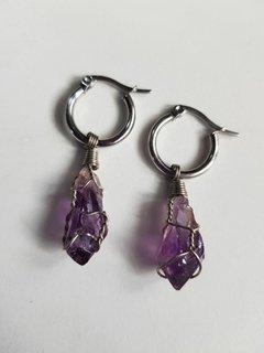 Aros cubano con piedra - Ilusión Artesana