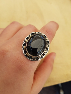 Anillo Obsidiana Alpaca