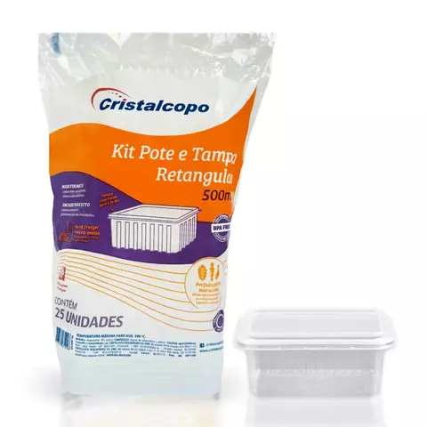 POTE DESC. 500ML C/TAMPA RETANGULAR CRISTALCOPO PCT 25UN - comprar online