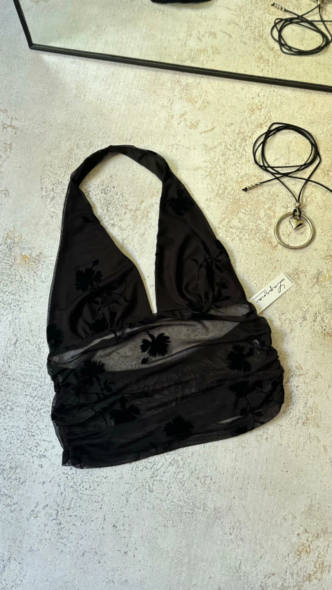 Top al cuello Microtul Flores