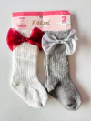 Medias Románticas Importadas Blanca y Gris (Pack 2 Pares con Moño) Talle único 2 a 4 años - comprar online