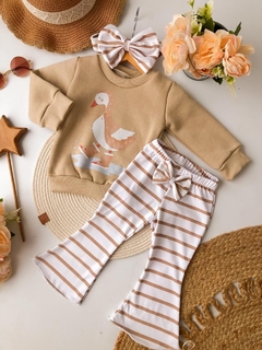 Conjunto Romántico Patita (Buzo Frizado + Calza Frizada + Moño) - comprar online