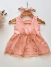 Vestido Glow Rosa + Moño (Tul con Brillos)