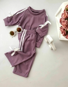 Conjunto Britney Uva (Buzo + Pantalón Palazo de Tela Waffle) - comprar online
