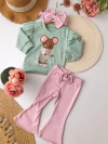 Conjunto Romántico Perez (Buzo Waffle + Calza Frizada + Moño) - comprar online