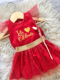 Body Celebrate Rojo (Tul con brillos en hombro) - comprar online