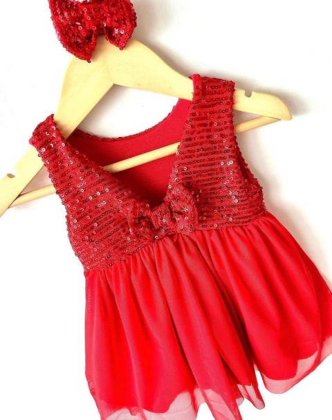 Vestido Lentejuelas Rojo (Talle Recién Nacida) - comprar online