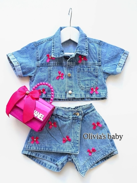 Conjunto Coquette Rosa (Campera Mom + Short Pollera) Talle 1 Año