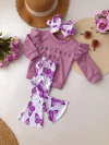 Conjunto Romántico Perfect Baby (Buzo Waffle + Calza Frizada + Moño) - comprar online