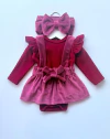Conjunto Madison Bordó (Body Darlon + Jumper Corderoy + Moño) - comprar online