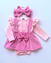 Conjunto Madison Rosa (Body Darlon + Jumper Corderoy + Moño) - comprar online