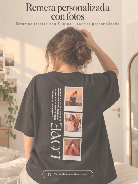 Remera Personalizada LOVE – 3 Fotos + Texto