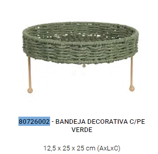 BANDEJA DECORATIVA C/PE 12,5X25X25cm (VERDE) (FLORARTE) Vol. 3