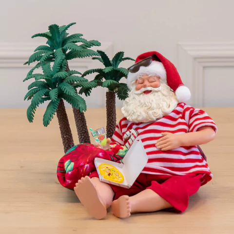 Resina Natal Papai Noel Praia (Colorido) 20cm (Florarte)