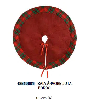 Saia Árvore de Natal Juta Bordô e Xadrez 85cm (Florarte)