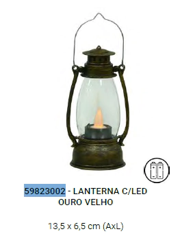 LANTERNA C/LED (OURO VELHO) 13,5X6,5cm (FLORARTE) Vol. 2