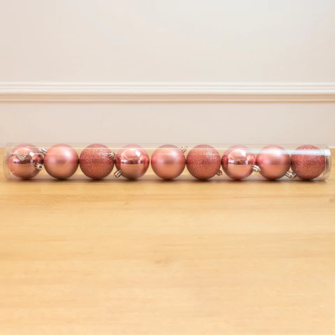 BOLA MISTA FOSCA /LISA /GLITTER ROSE 6CM C/ 9 UNIDADES