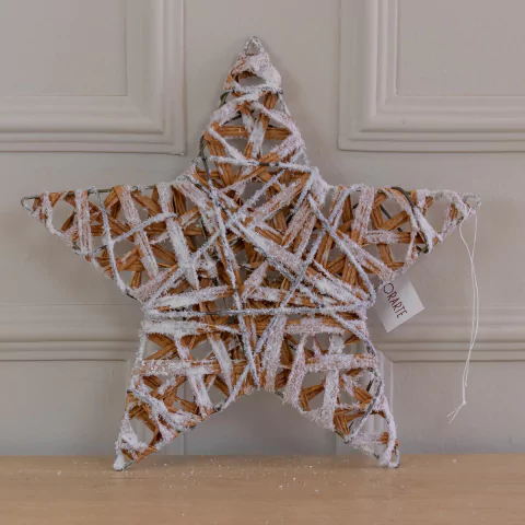 Enfeite de Natal Estrela Aramada Marrom e Branco 30cm (Florarte)