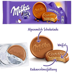 Biscoito Milka Choco Wafer Coberta E Com Recheio De Chocolate pacote