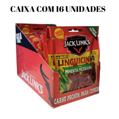 Cx 16 Linguicinha Jack Links Meat Snacks Sabor Pimenta Mexicana