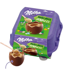 Milka Loffel Ei Ovos De Chocolate Com Recheio Haselnusse na internet