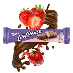 Chocolate Milka Lila Pause Morango Ao Leite Importado 34g